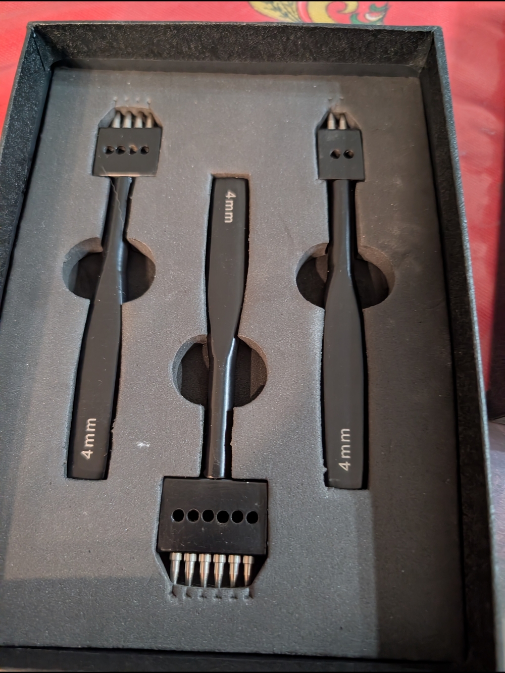 4mm Black Leather Craft Stitching Chisel Set - 3 Piece